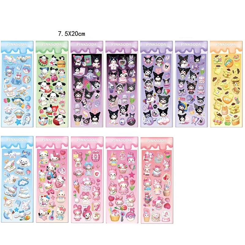 Imagem -06 - Sanrio Cartoon Animais Adesivos para Scrapbooking 3d Kuromi Kitty Diário Faça Você Mesmo Adesivo Decorativo Etiqueta Album Stick Presente 48 Pcs Lot