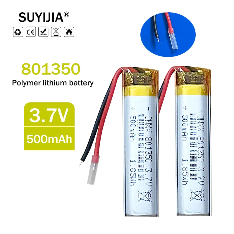 

2-12 PCS 801350 500mAh 3.7 V polymer lithium-ion battery for POS machine GPS positioner ordering machine driving recorder