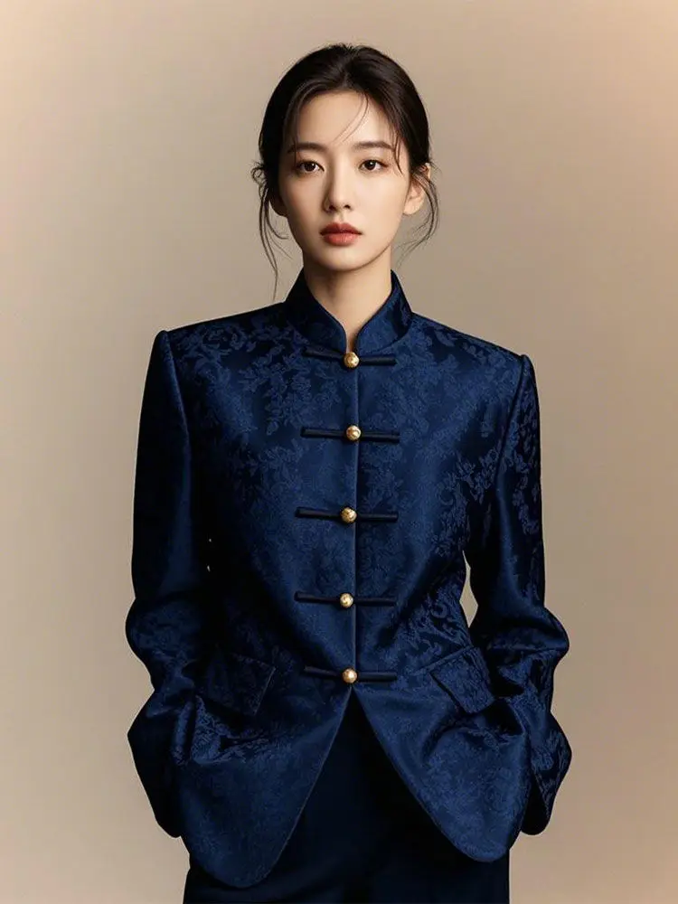 

​​2025 Early Autumn New Chinese Style Jacket Women Modern Tang Suit Frog Button Coat​
