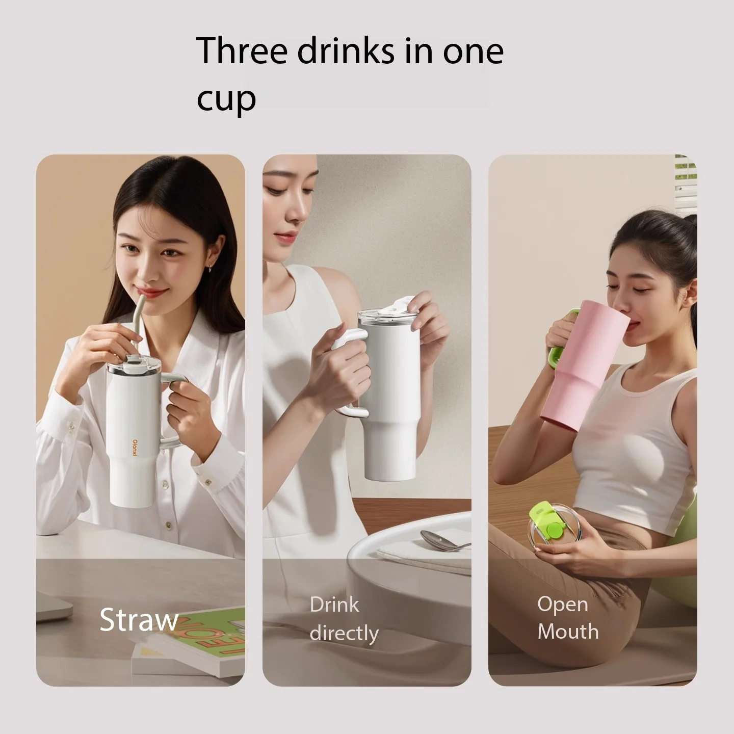Vacuum Flasks Thermose Ji'an Xi Big Mac Water Cup Large Capacity Straw Cup Large Insulated Cup Girls' High-Looking Cold Ice Cup