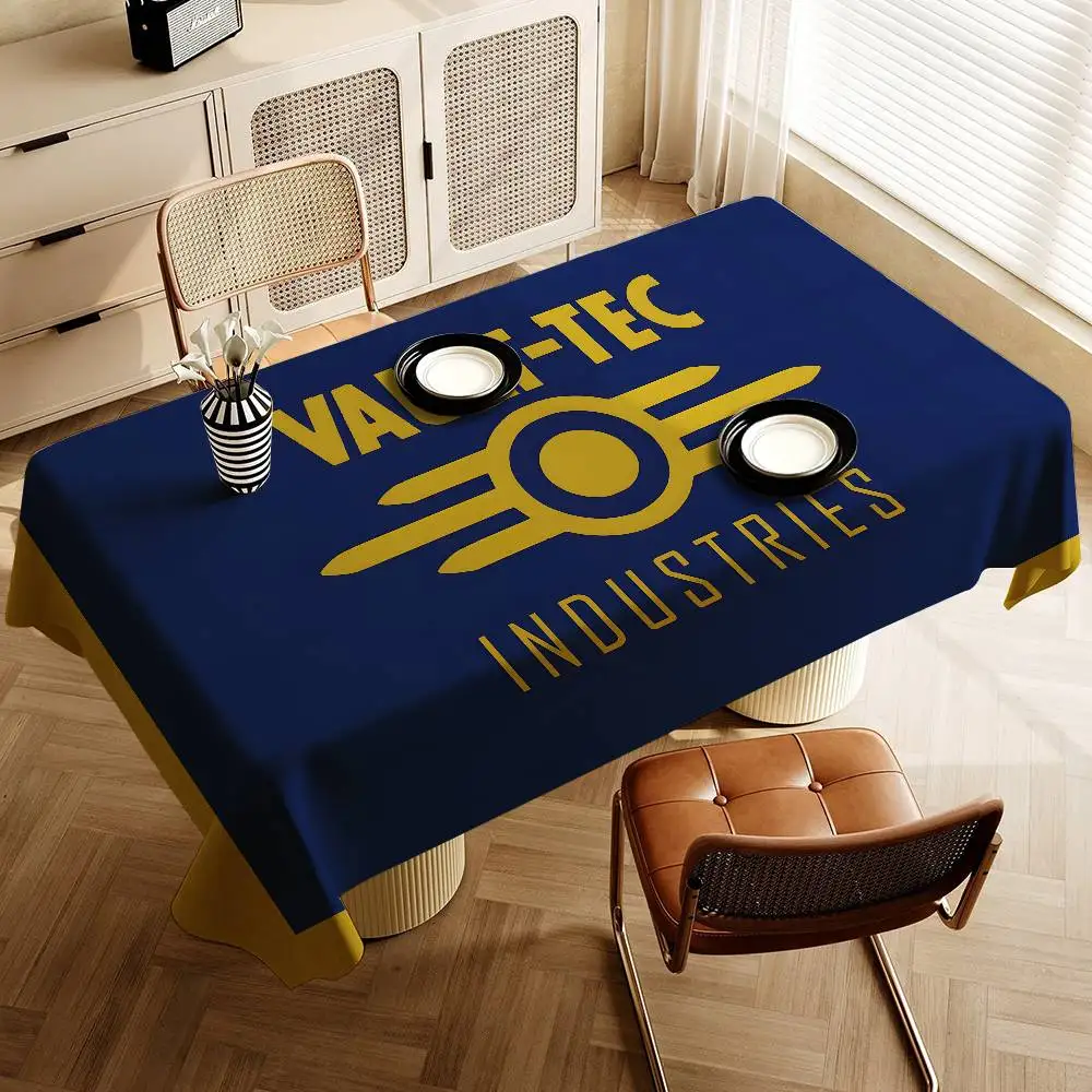 Games V-Vault T-Tec Logo Rectangular Tablecloths Washable Wedding Party Kitchen Dining Living Room Birthday Decoration Table