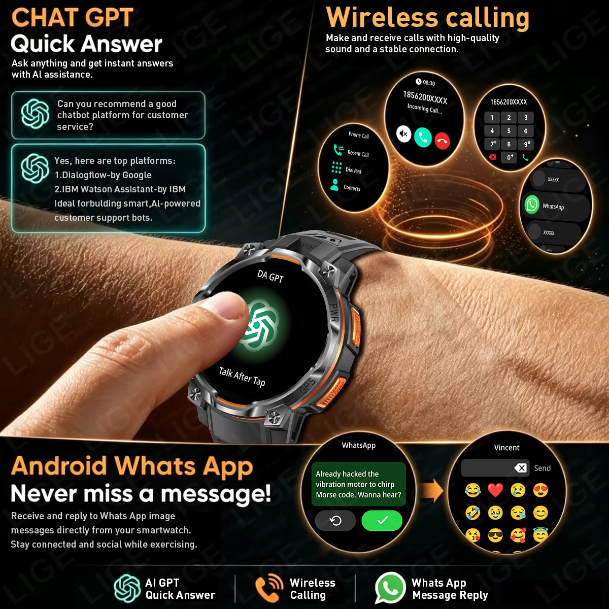 LIGE Neue GPS-Smartwatch mit O – Smartwatch Watch Whatsapp Bewertung und Preis