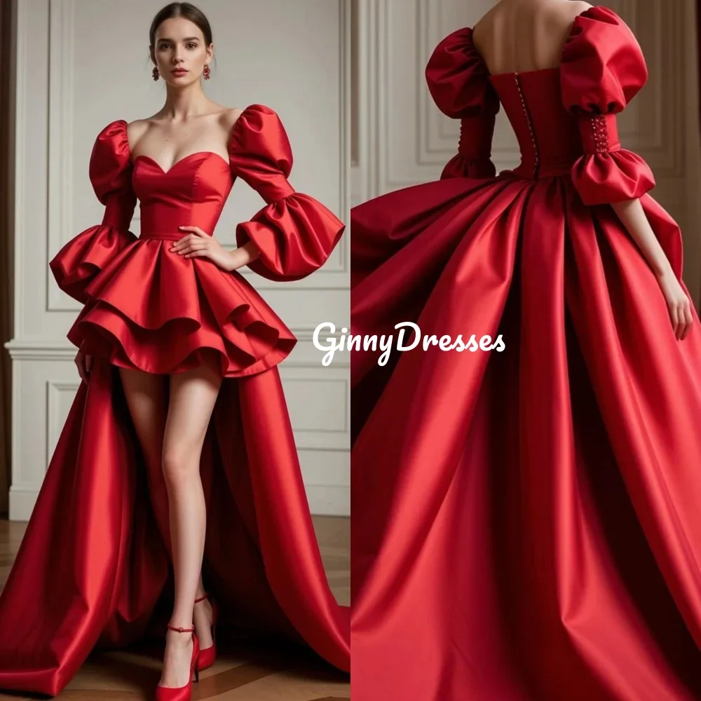 

Customized Evening Dresses Mermaid Square Neckline Mini Wedding Dress Ruffle Zipper Up Long Sleeves Luxury Evening Dresses