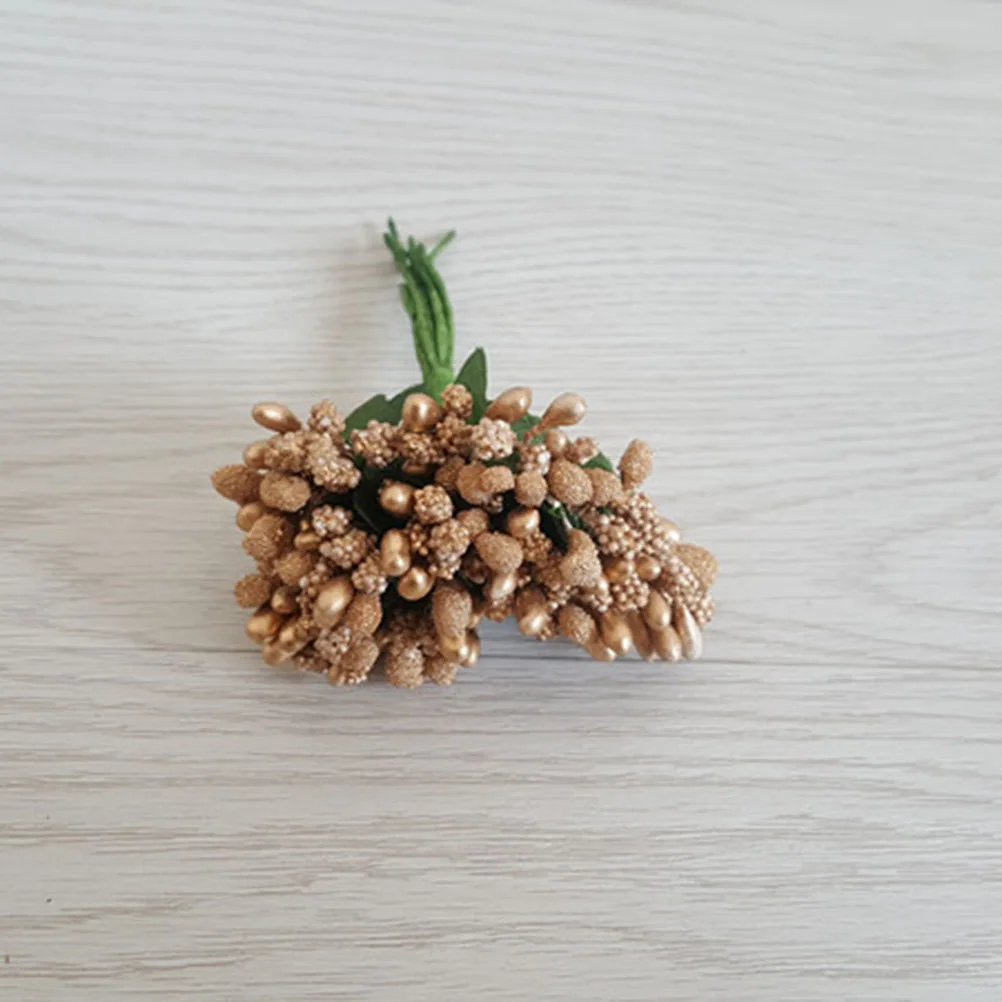 

12pcs Mini Artificial Pip Berry Picks Gold Realistic Fake Berries For Wedding Decor Coffee Shop Decoration Simulation Berries