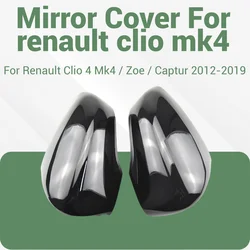 Glossy Black Car Side Door Rearview Mirror Cover Cap For Renault Clio 4 Mk4 / Zoe / Captur 2012-2019 Mirror Case