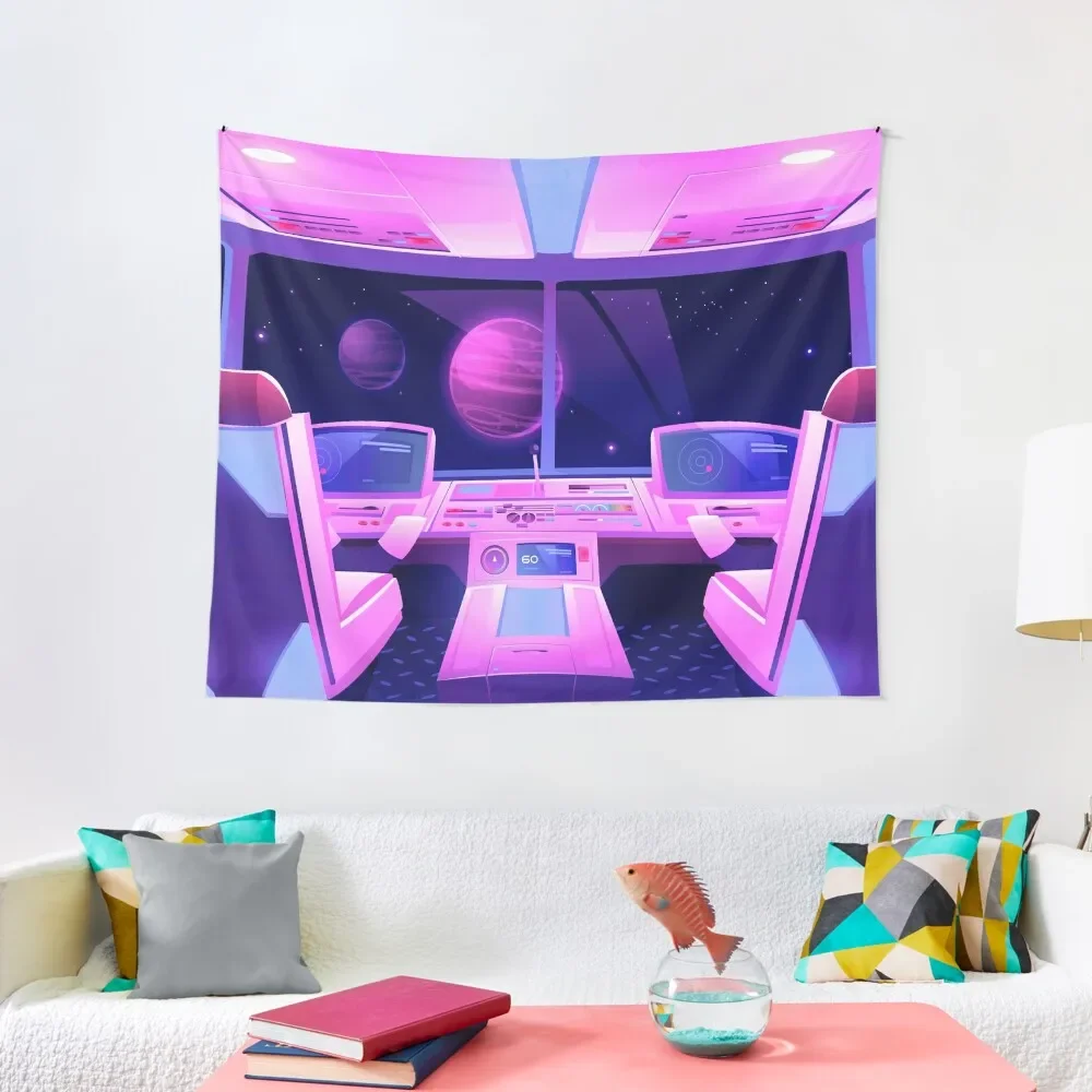 

Synthwave Space: spaceship cockpit Tapestry Things To Decorate The Room Things To The Room Outdoor Decoration Tapestry