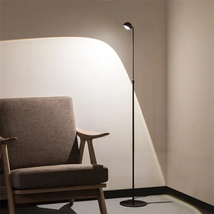 Nordic Aluminum LED Floor Lamp Modern Minimalist Black Adjustable Dimmable Warm White Beige Shade Easy Installation Living Room