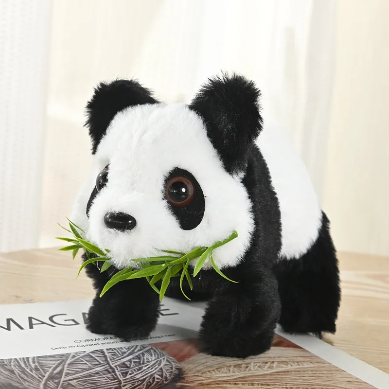 Creative Cute Electric Plush Panda Doll Simulated Bamboo Biting Electric Panda Walking and Wagging Tail Electronic Pet Toy