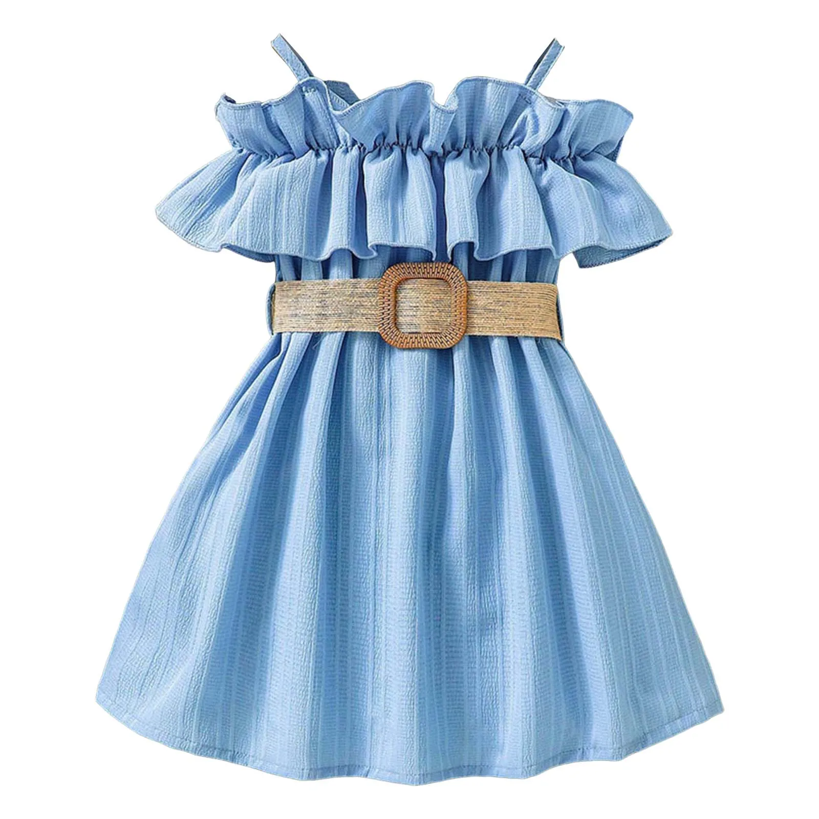 

Casual Dress Girls Size 8 Girls Summer Fashionable Strap Lace Solid Color Dress With Belt X 2