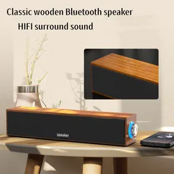 Home Theater Wired Bluetooth Speaker Computer Subwoofer Echo Wall Soundbar Desktop Wooden Soundbox HiFi Stereo Music Center