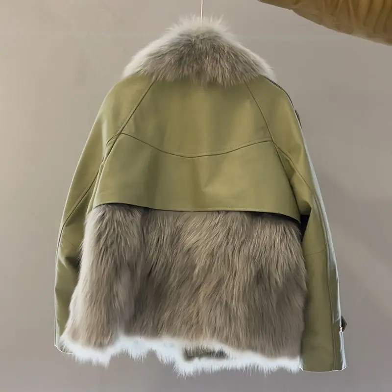 Imagem -06 - Cabolsa de Pele de Carneiro Falso Retalho para Mulheres Jaqueta Curta de Pele Raposa Cabolsa Quente Espessado Streetwear Feminino Moda Outono e Inverno 2024