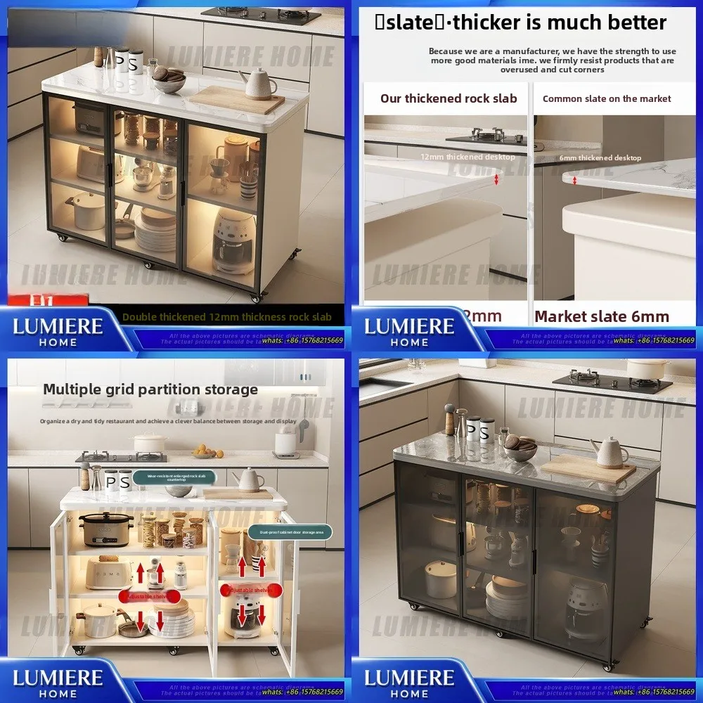 

Многофункциональная кухонная тележка с эффектом мрамора, с разделочной доской, передвижная тележка-остров для небольших помещений, современная