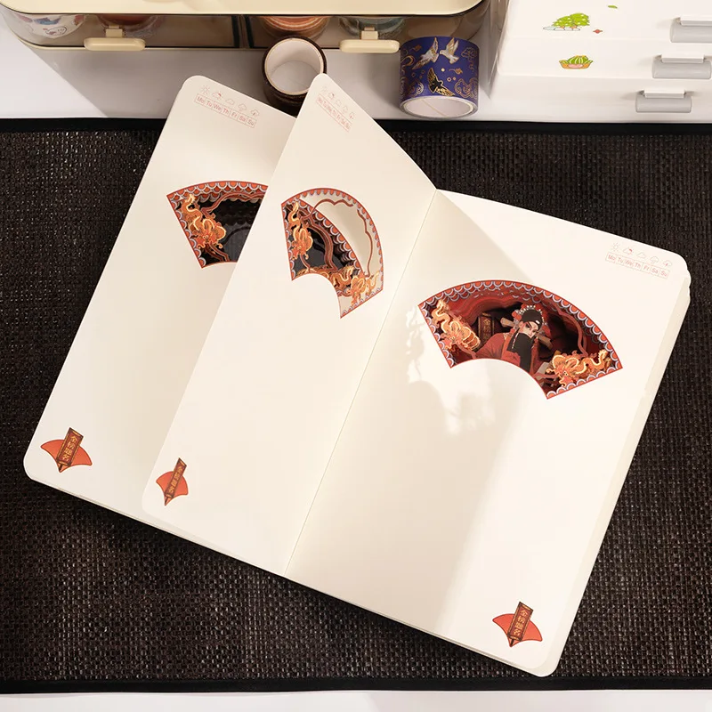 Opera di Pechino Golden List Serie a tema di successo Quaderno creativo culturale con intaglio di carta 3D con essenza teatrale