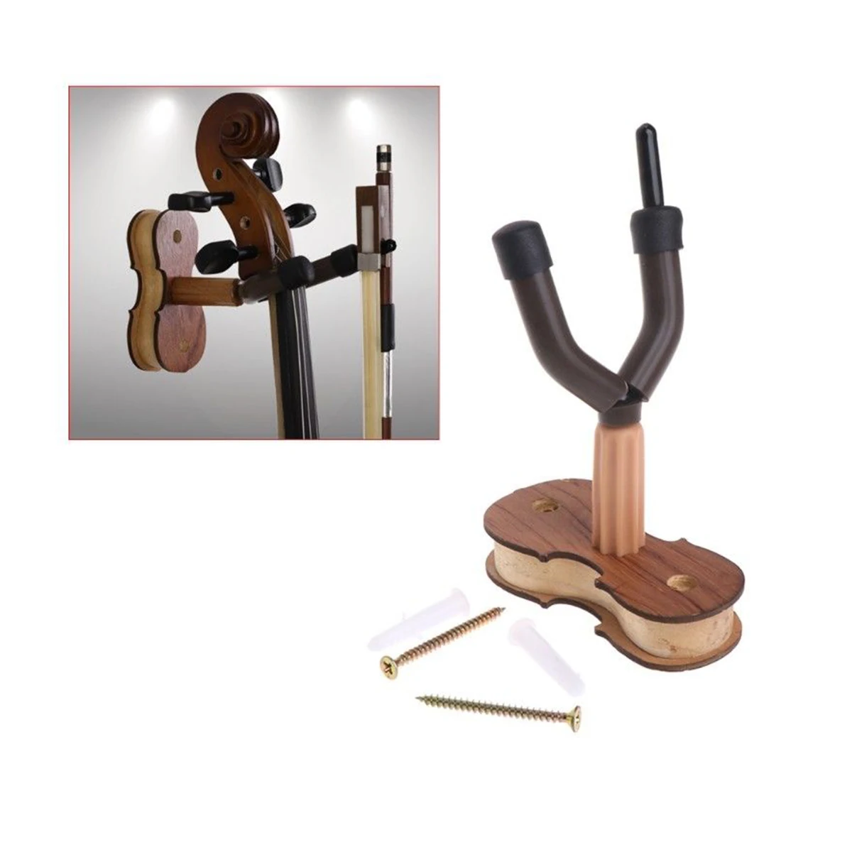 

2Pcs Violin Wall Mount Hanger Durable Easy Install Hardwood Base Studio Home Decor Instrument Protection