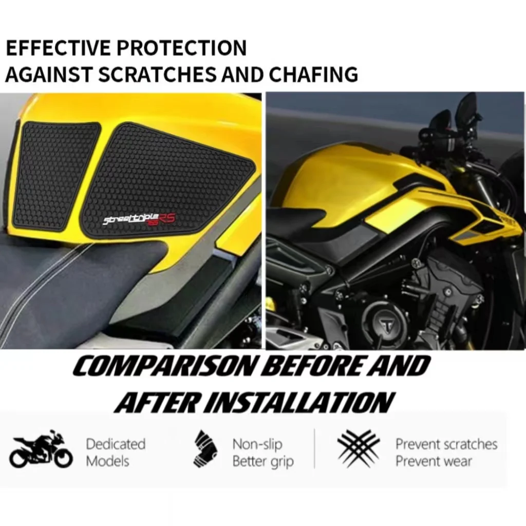 Motorcycle Waterproof Anti-skid stickers Rubber Sticker Fuel Tank Pad Super Strong Adhesion For Street Triple 765 2023