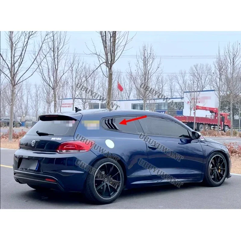 2Pcs Carbon /Black Door Window Louver Frame Window Sill Molding Trim Cover For Volkswagen VW Scirocco R/Standard/R-Line 09-16