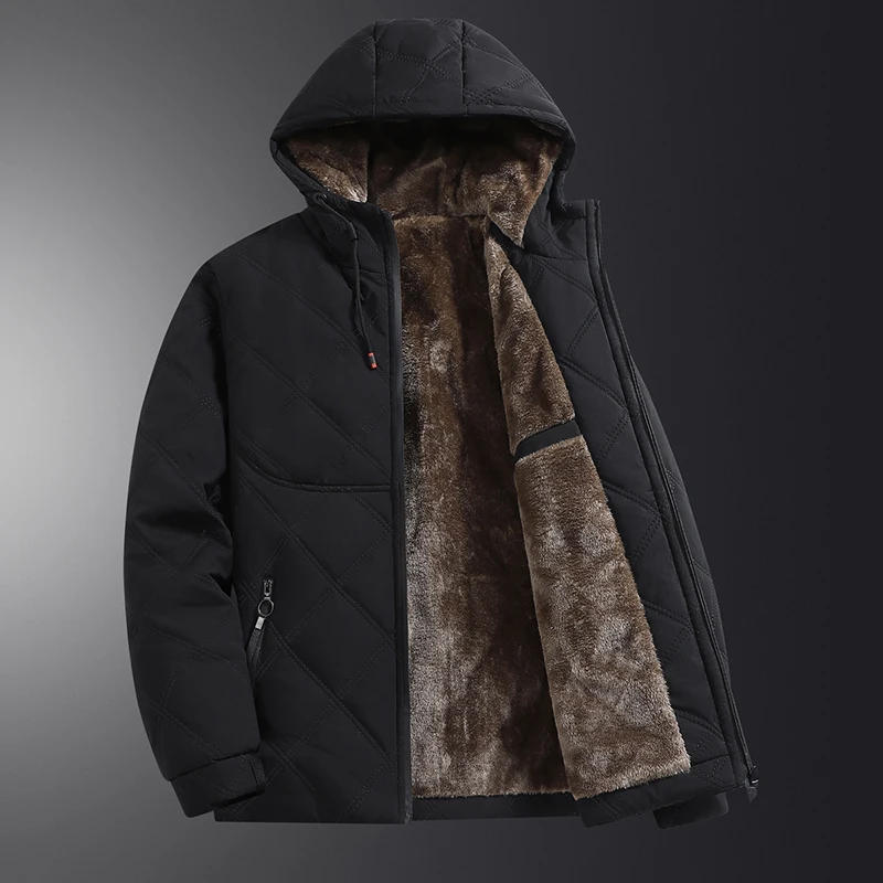 

Middle-aged and Elderly New Cotton Parkas Men Fleece Thick and Warm Thickness Parkas Men Fashionable Casual Cold-Resistant Parka