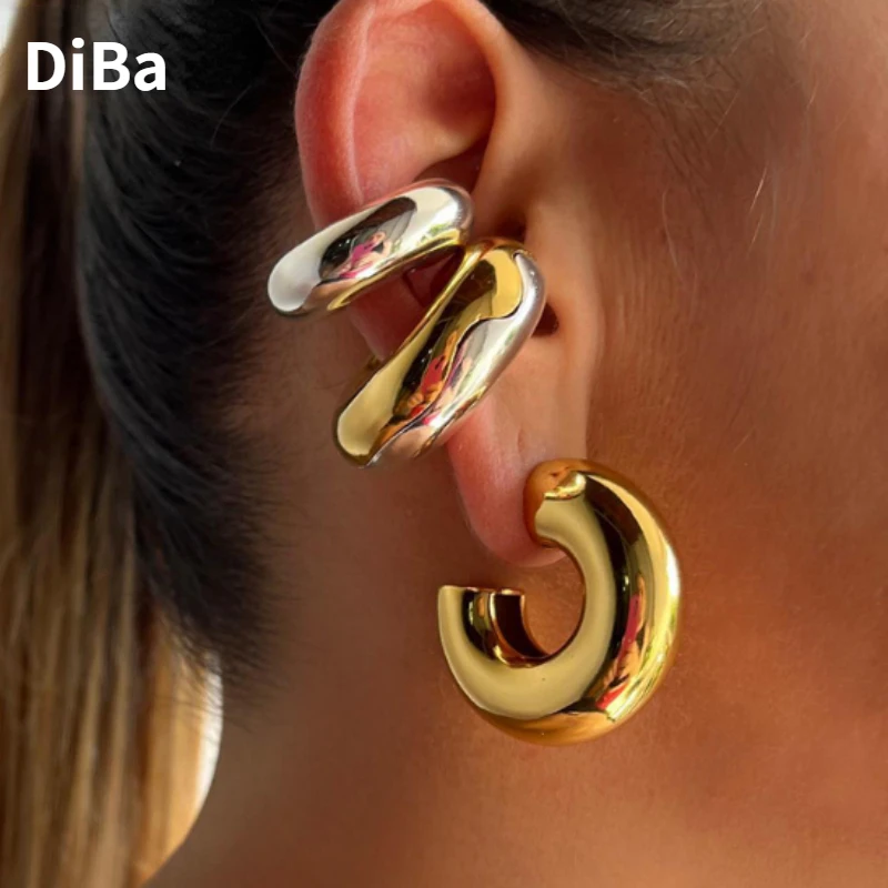 

Trendy Jewelry High Quality Resin Hoop Earrings For Women Girl Fashion Ear Clips Earcuff Party Gift Fine Accessories