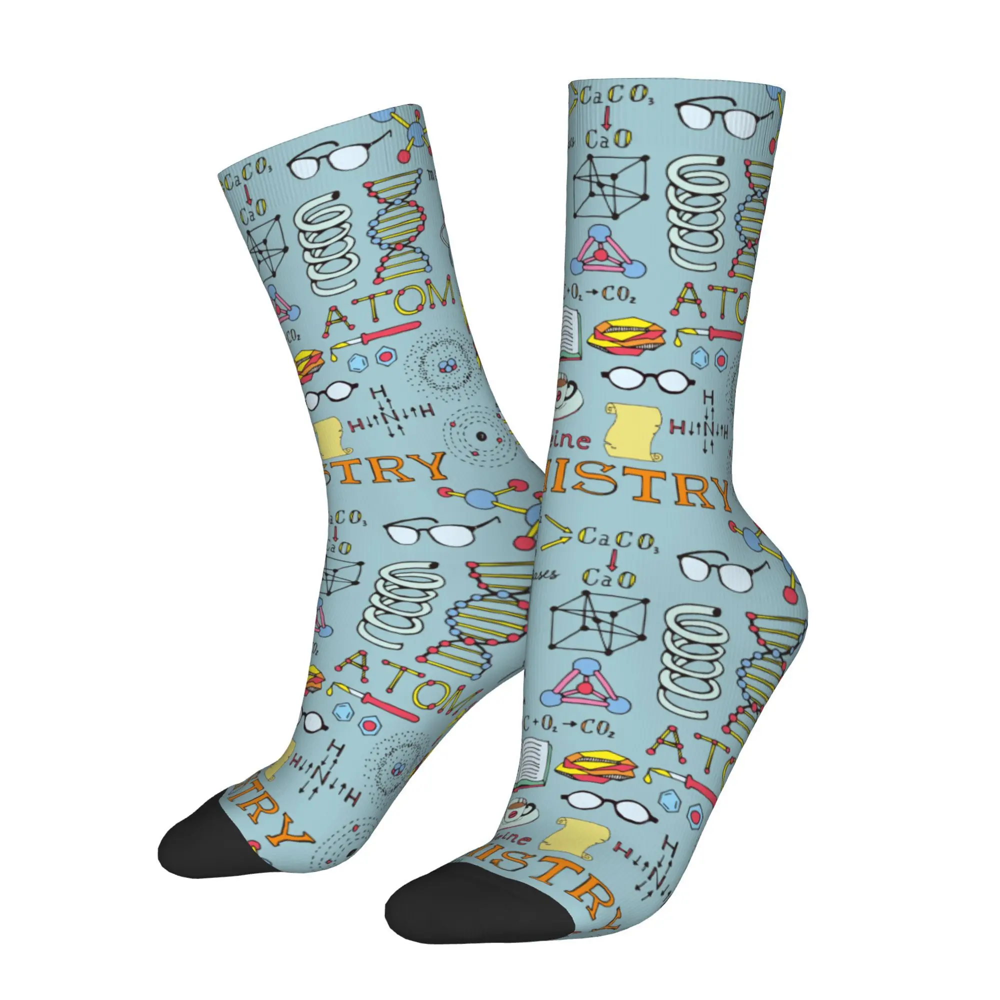 1pc Chemistry Science Doodle  Printed Men's Socks Novelty Hip Hop Harajuku Pattern Crew Sock Casual Gift