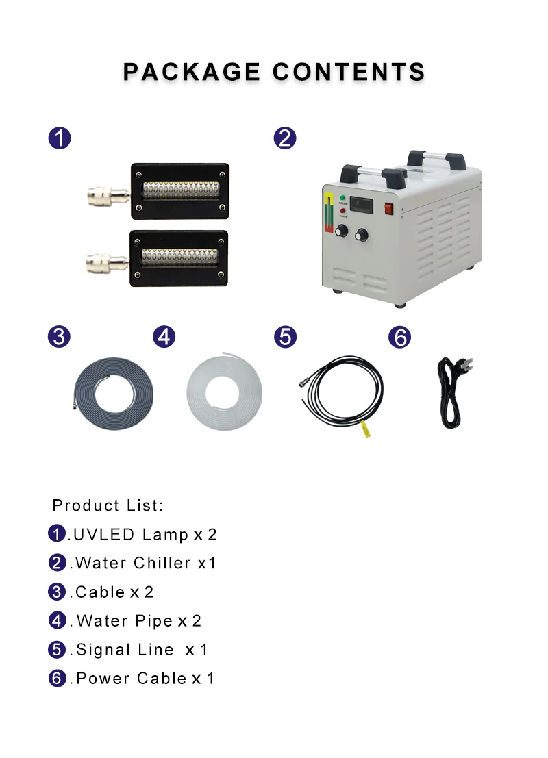 135W water cooled UVLED curing lamp set Epson UV printer LED curing lamp DX5/DX7/TX800/XP600 nozzle UV lamp with water chiller