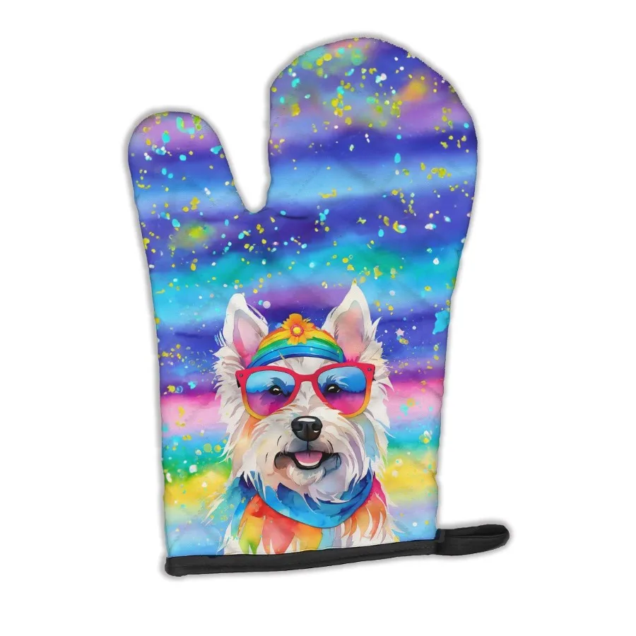 

Westie Hippie Dawg Oven Mitt Heat Resistant Thick Oven Mitt for Hot Pans and Oven Kitchen Mitt Protect Hands Cooking Baking Glo