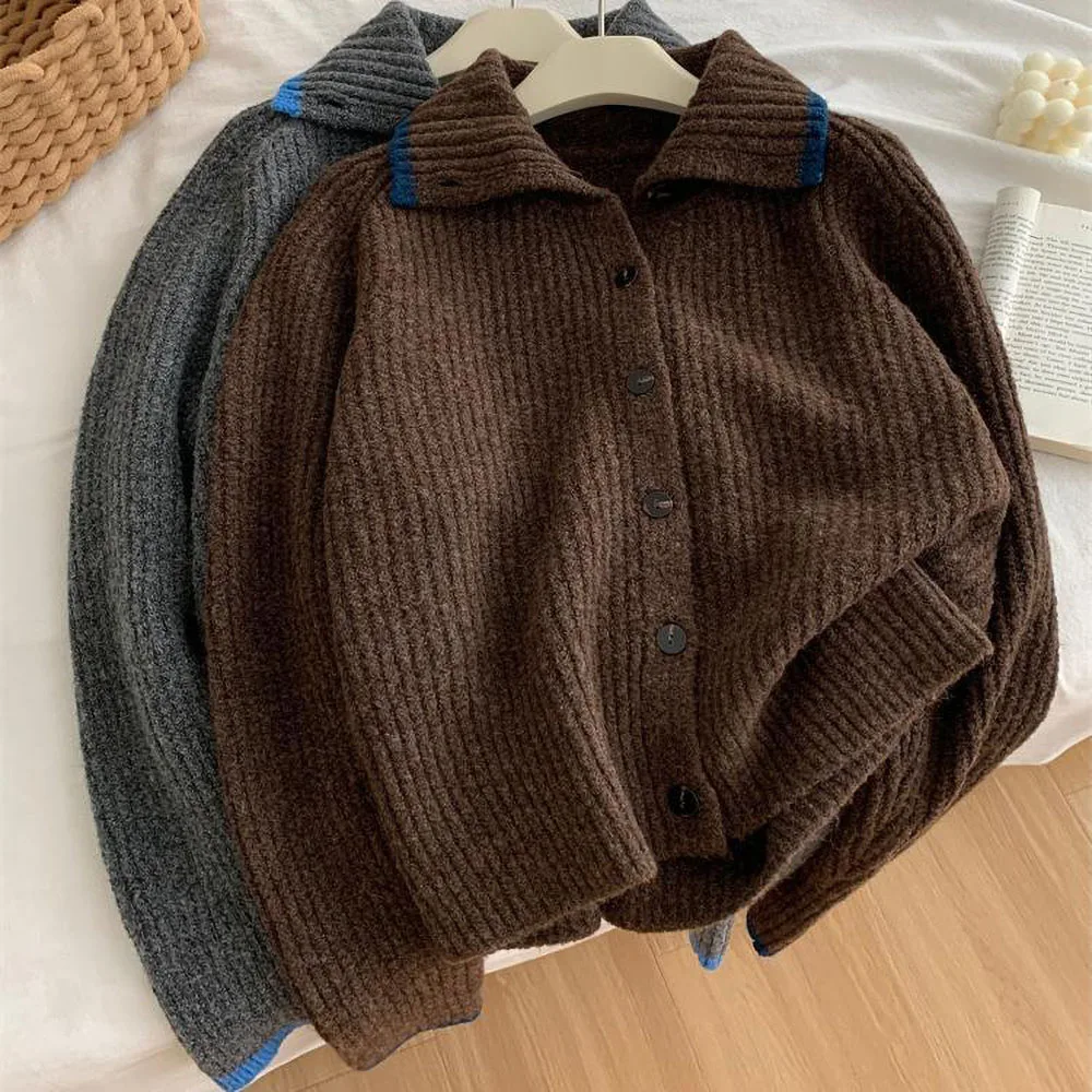 Maglione da donna Moda Collo alto Top lavorato a maglia morbido 2025 Nuovo maglione allentato Cappotto Primavera Autunno Cardigan caldo versatile