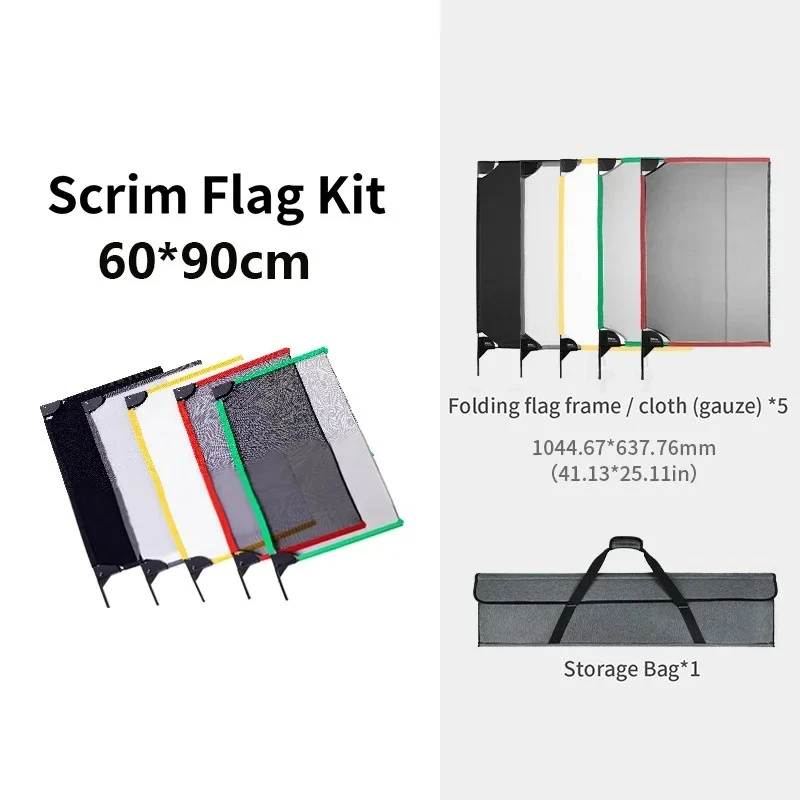 Collapsible Flag Panel for with bag Photography Light Control /Shaping Tool 45x60/60x90cm Folding Scrim Flag Frame Kit