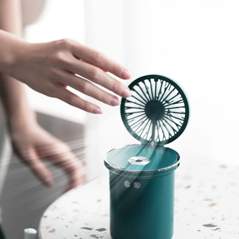 5V 5W Fan Humidifier 2 In 1 Desktop Humidifiers USB Charging 35ML Fog Output 280ml Multifunctional Fan For Desktop Office
