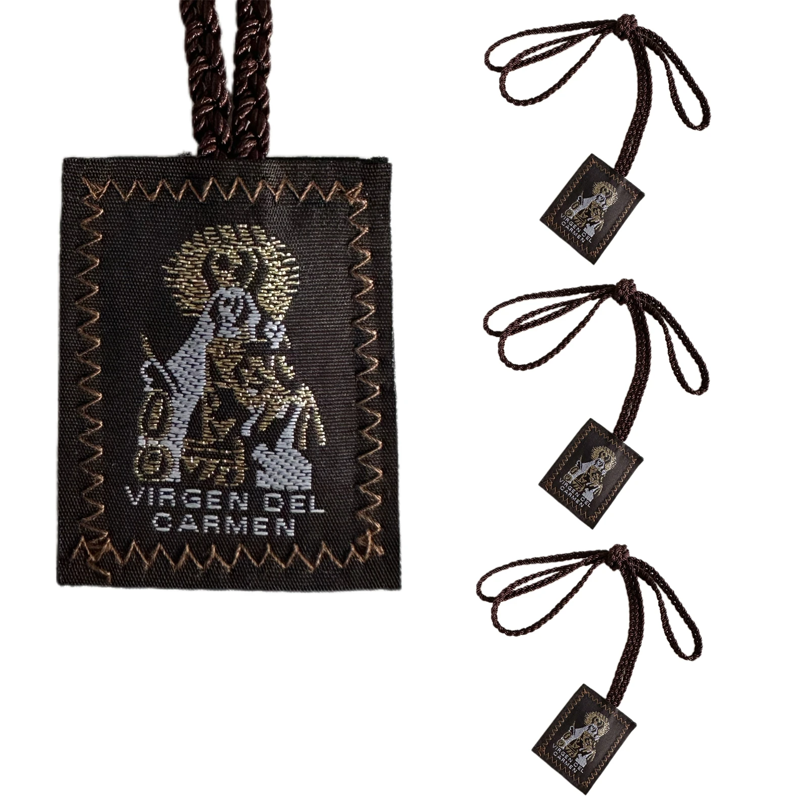 Paquete De 3 Escapulario De La Virgen Del Carmen Marrón, Verde San Judas Tadeo Escapularios Catolicos, Collar Virgen De Guadalupe Rojo