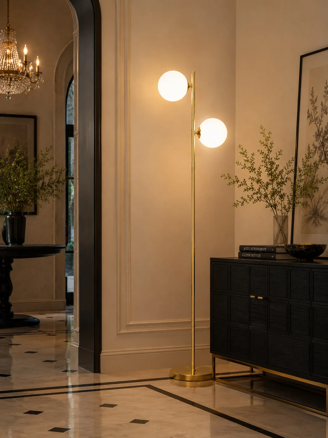 Electroplated Floor Lamp Nordic Modern Minimalist Luxury LED Ambient Standing Light For Bedroom Living Room Sofa Side
