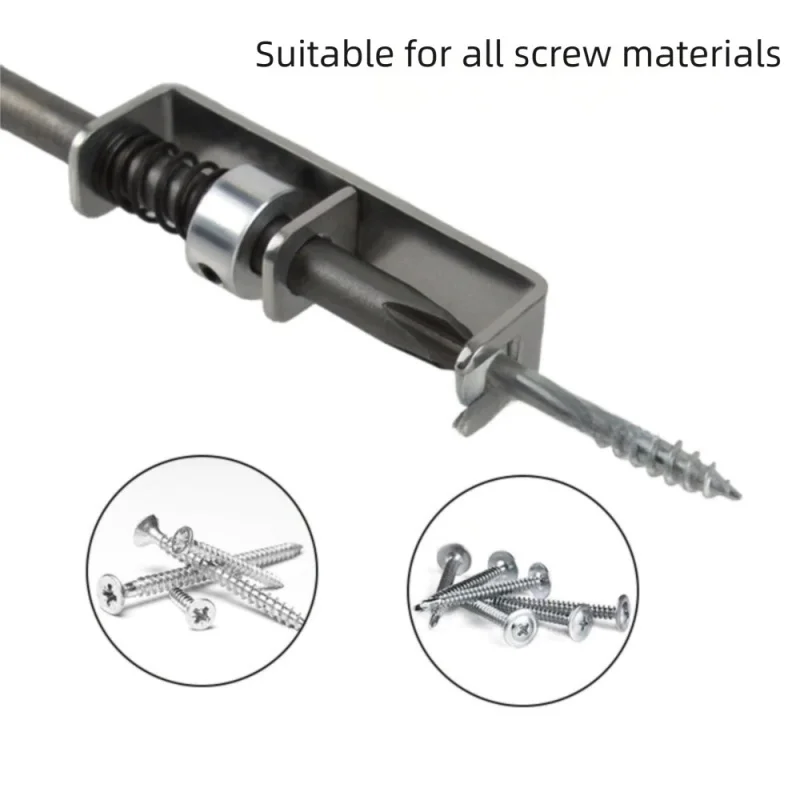 Ruzic Spring Position Drill Bit Single-Handed Steel Alloy Portable Safety Screw Holder Prevent Drop Electricians DIY Enthusiasts