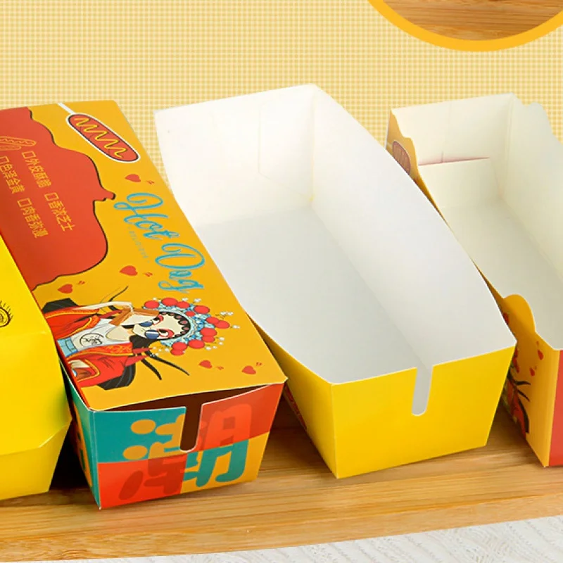 

Customized productOEM Custom paper packaging hot dog tray takeaway food container box food packing for korean corn dog