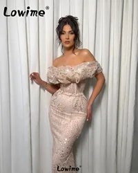 Blush Pink Off Shoulder Ruffles Evening Dresses Mermaid Party Second Reception Birthday Engagement Gowns Dresses Robe De Soiree