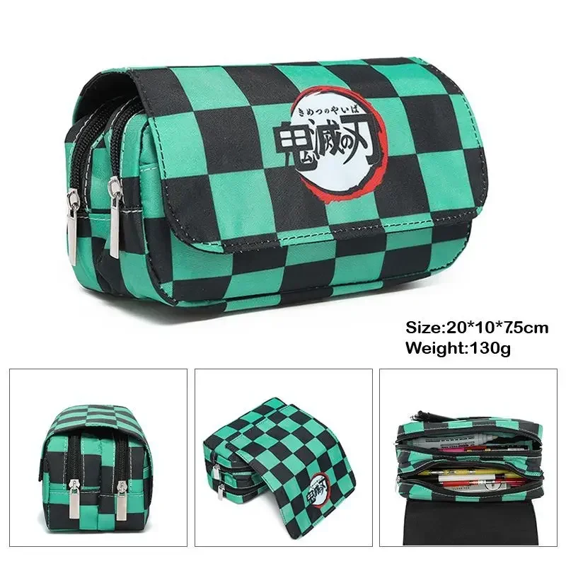 3D Peripheral Anime Ghost Slayer Double-layer Pencil Bag for Elementary and Middle School Students Cartoon Pencil Bag