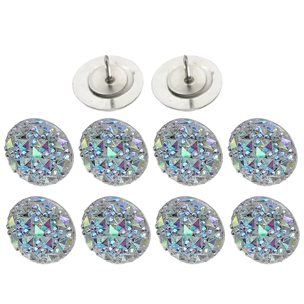 10 Pcs Rhinestone Thumbtacks Resin Metal Material Creative Design Multi Function Office Accessories Map Pins Photo Wall Decor