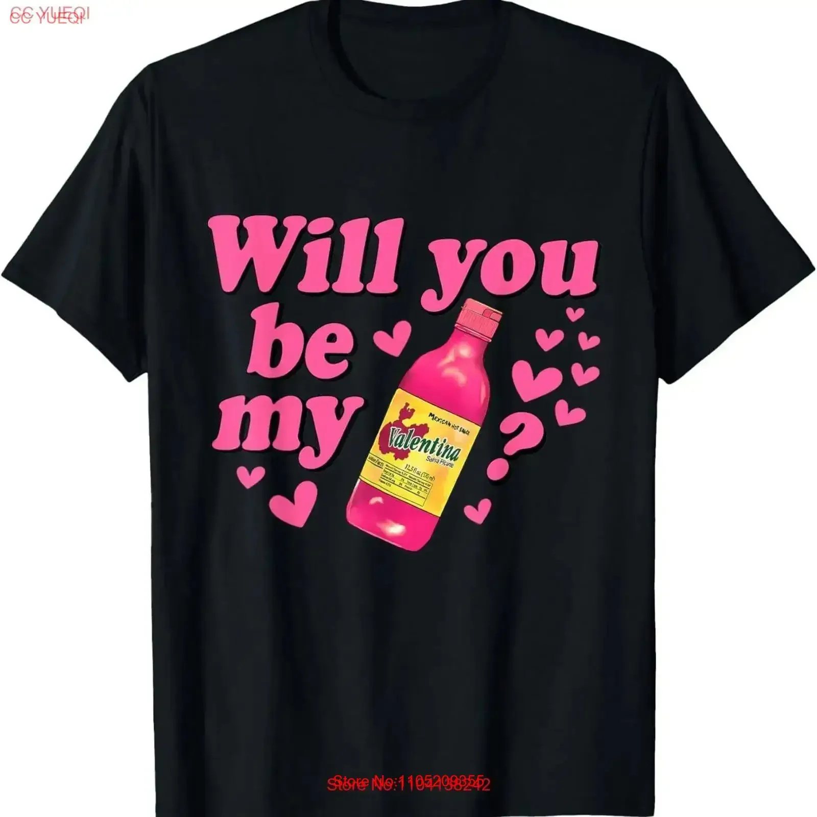 Divertido Will You Be My Valentina Salsa Meme camiseta mexicana de San Valentín vintage lavada Casual transpirable gráfico