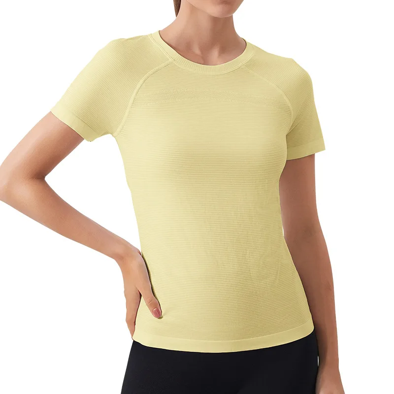 

Sports tops, breathable yoga clothes, women's tight-fitting and thin fitness clothes, running training Pilates t-shirt,