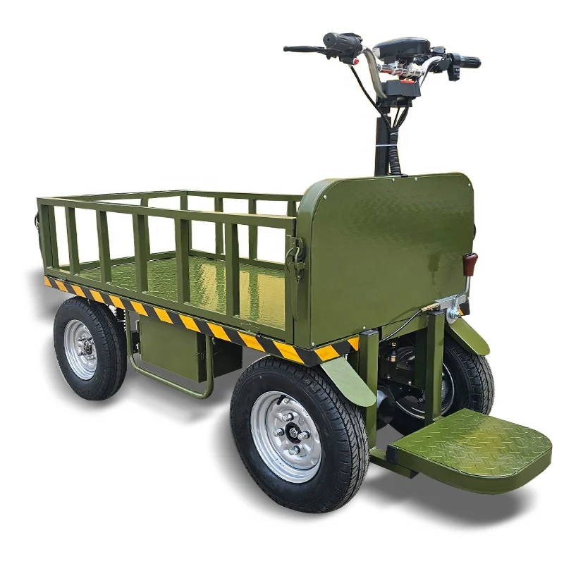 Four-wheel 1.5x0.8m Electric Flatbed Cargo Transport Trolley Cart with Disc Brakes