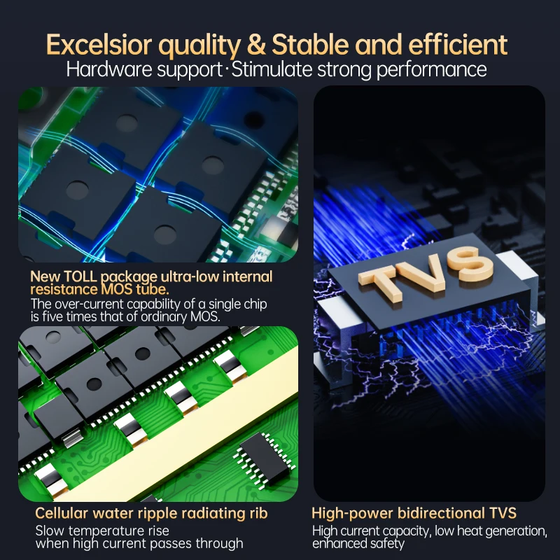 JiaBaiDa 3.2V LFP 3.7V NMC Inteligentny BMS 3S 4S 12V 20A 30A 50A 80A z UART RS485 CAN Połączenie Szeregowy — zdjęcie produktu 3