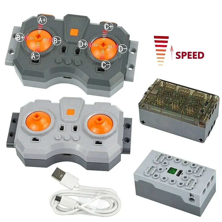 

Modification Bricks 4 Channel Rechargeable Bluetooth Battery Box Technical Parts Speed Remote Control PF Building Blocks Leduo