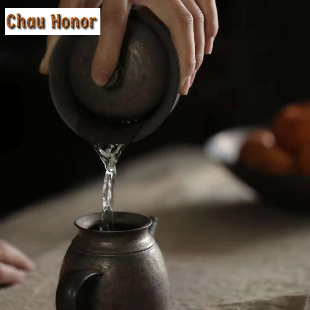 200ml Chinese Iron Rust Glazed Tea Pitcher Japanese Thin Tire Coarse Pottery Cha Hai Justice Cup Coffee Cafes Accessories Gifts view 6