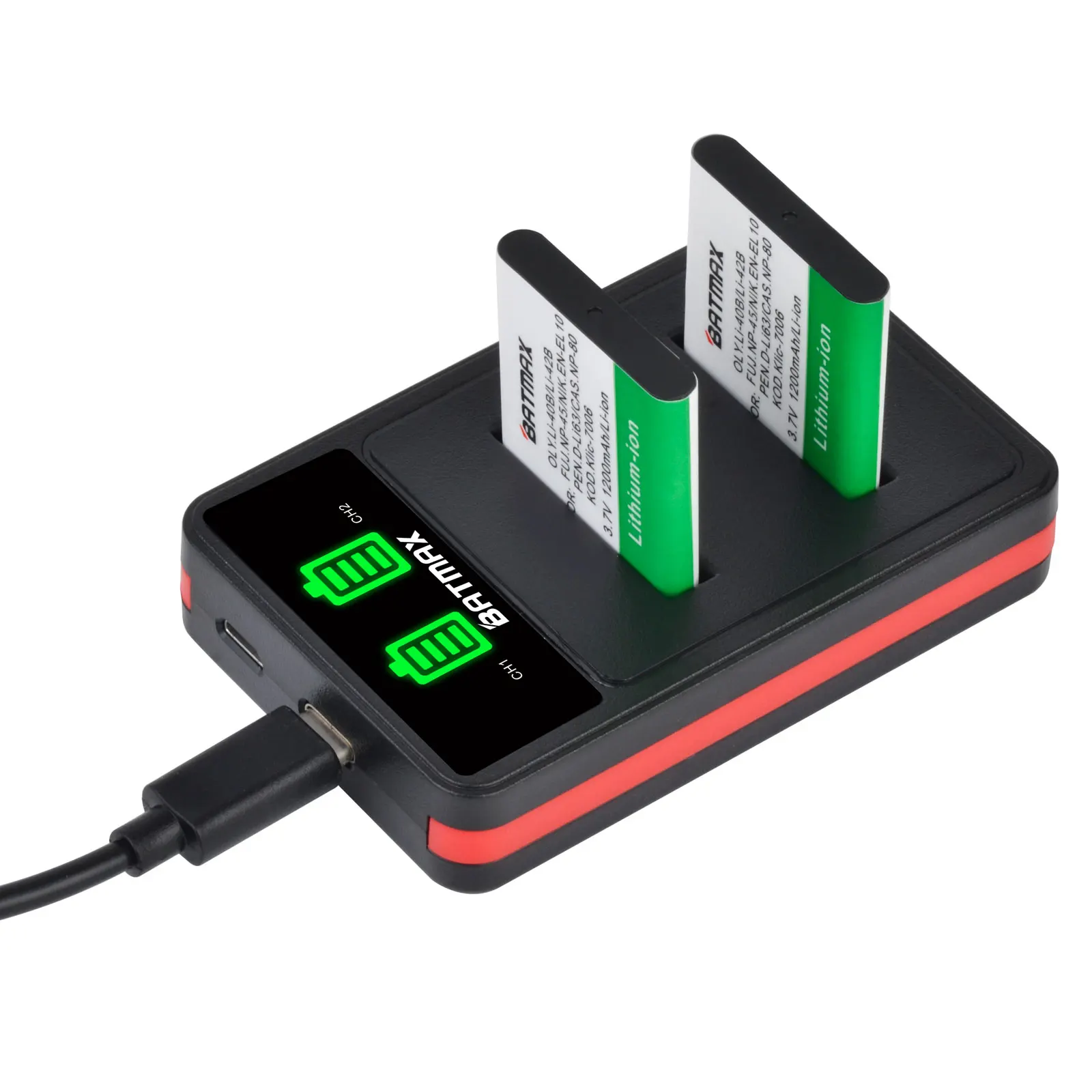 Batmax Li-40B Li-42B Battery+LED Dual Charger for Fujifilm NP-45a,NP-45,NP 45S,for Nikon EN-EL10,for Nikon CoolPix S60
