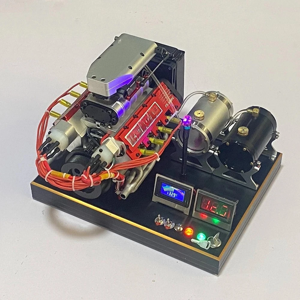 V8 Supercharged Engine Model All-metal,Multi-cylinder EnginMechanical SetupDIY AssemblyToy Gift.