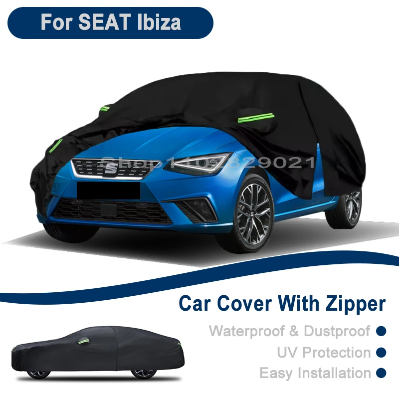 

Outdoor Full Vehicle Cover For SEAT Ibiza - Side Zipper Design, Waterproof Dustproof Sun Protection Car Cover