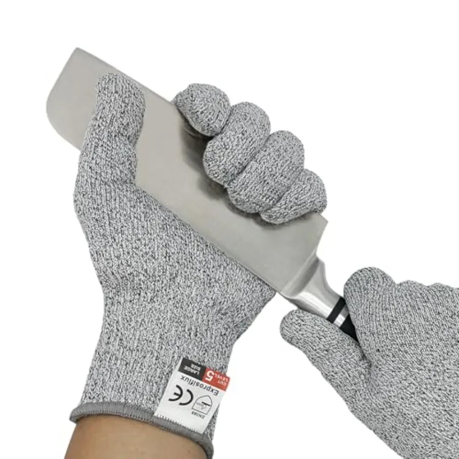 

2-Pair Cut Resistant Work Gloves EN388 Level 5 - High Performance Protection, Food Safe and Machine Washable for Butcher, Kitch