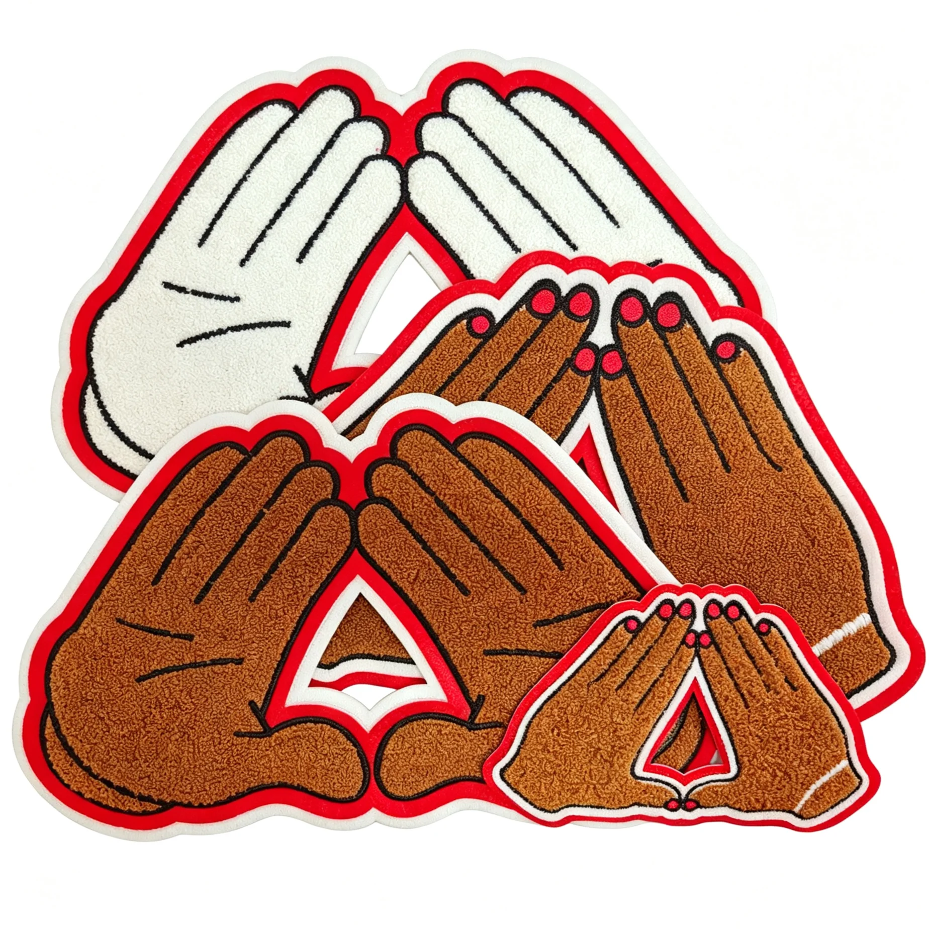 Delta Sigma Theta Praying Hand Chenille Iron On Patch Sorority Hand Sign Embroidered Applique For Jacket Clothing DIY Decoration