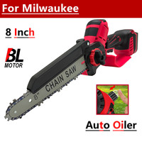 3000W 8 Inch Electric Chainsaw With Oil Tank Safety Hand Guard Woodworking Garden Chain Saw Power Tool For Milwaukee 18V Battery
