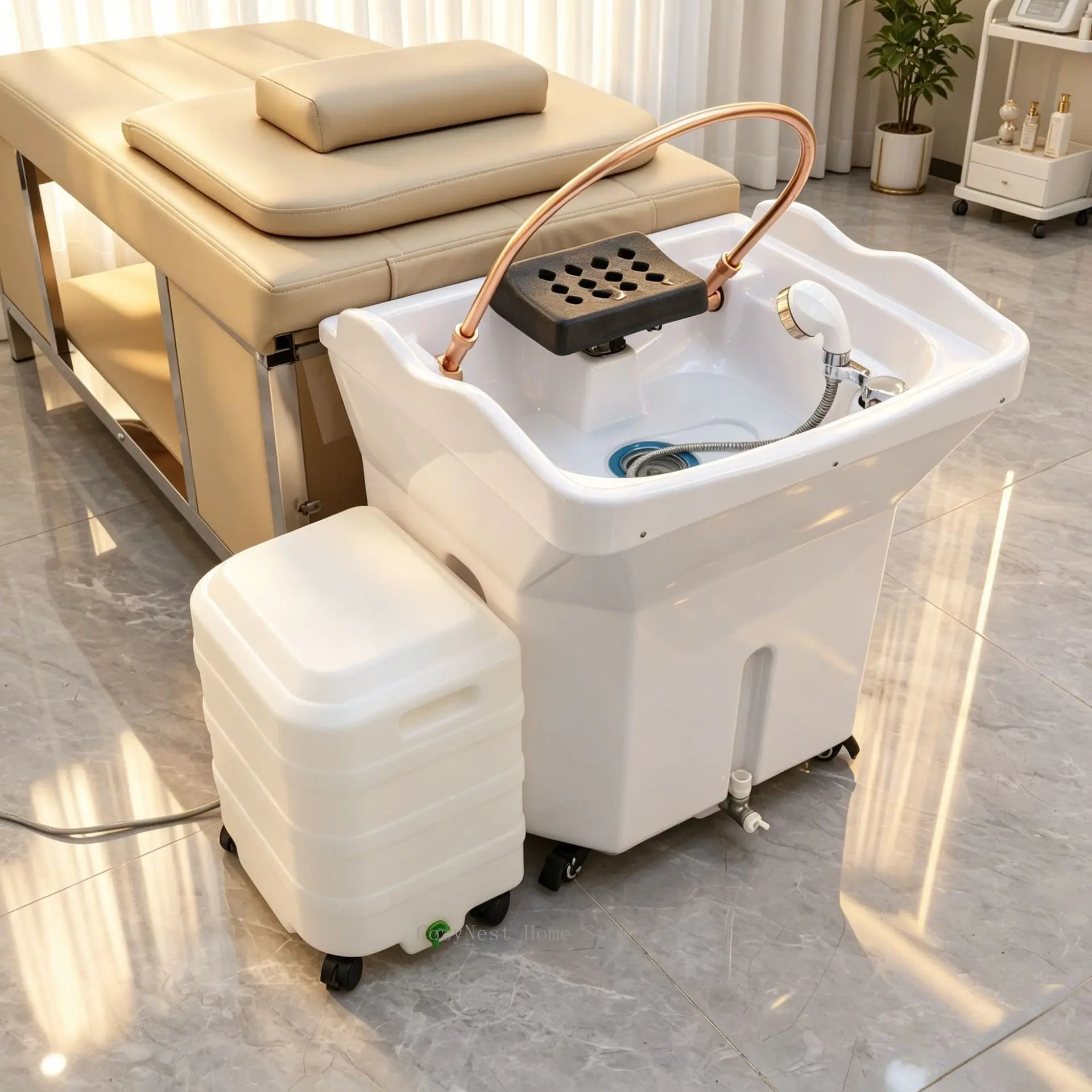 Portable Water Tank Hair Wash Bed Recirculation System No Plumbing Beauty Treatment Machine