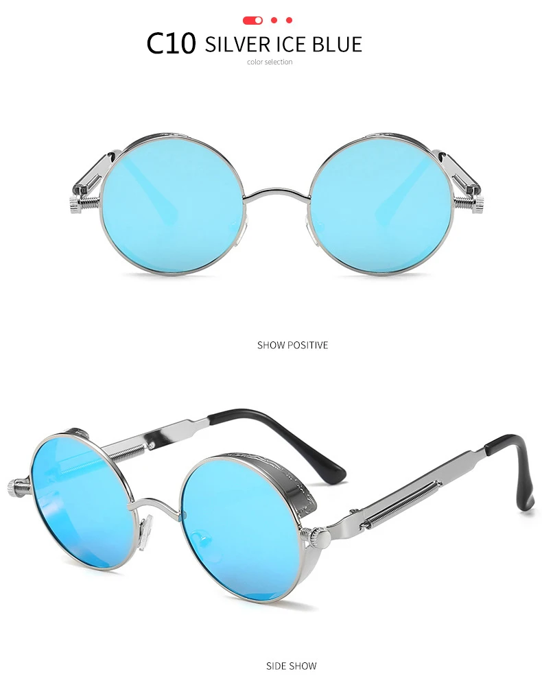 BOYSEEN 2025 Vintage Steampunk Sonnenbrille Frau Männer Runde Luxus Metall Retro Sonnenbrille Hiphop Stil Brillen UV400 – Detail 20