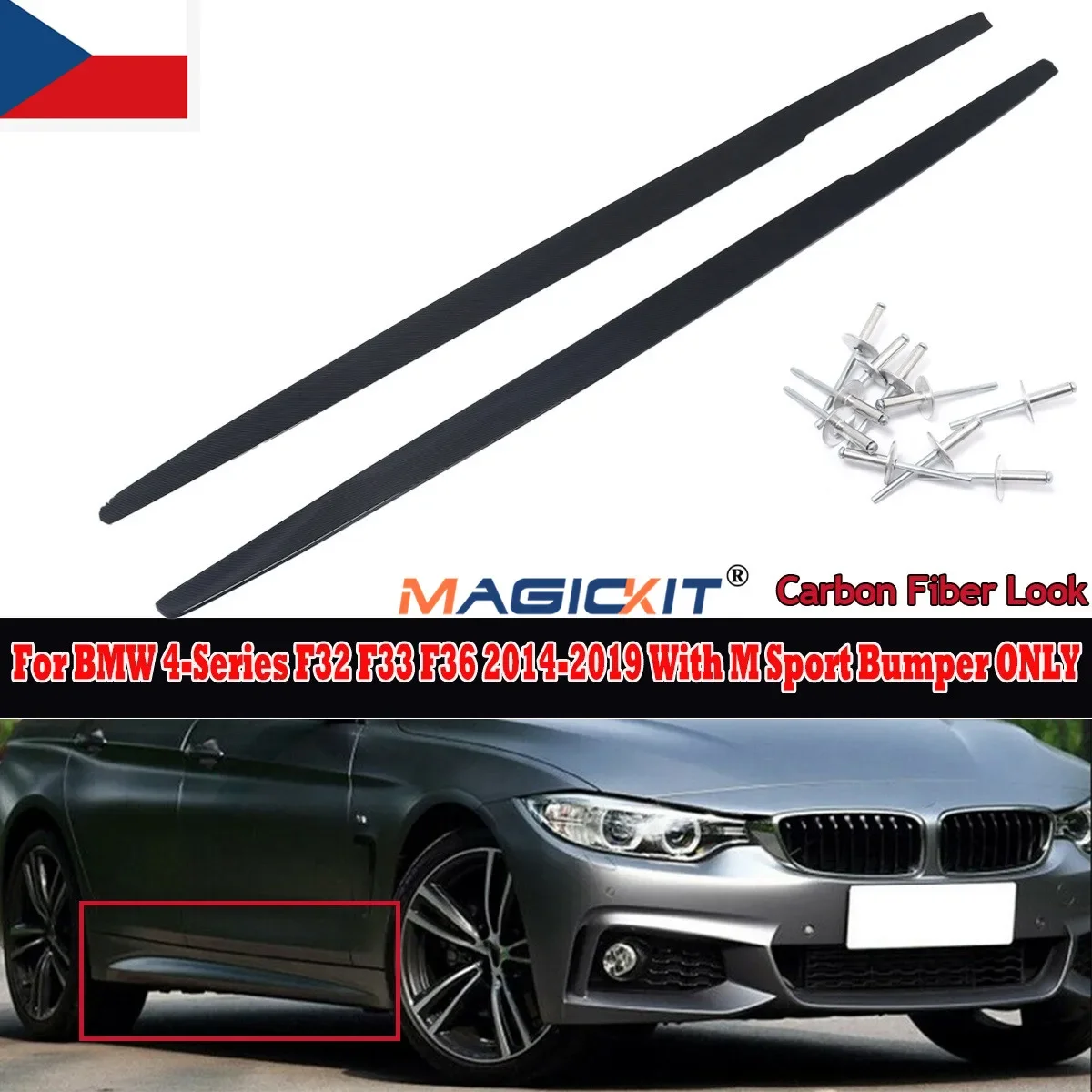 MagicKit M Performance CARBON Style Side Skirt Addons For BMW 4 Series F32 F36 F33 14-19